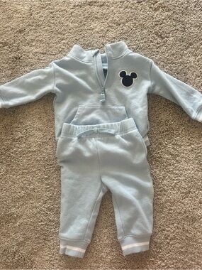 Light Blue Baby Sweatshirt & Jogger Set with Mickey Patch 9 month